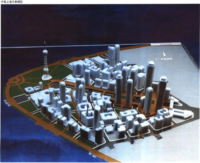 最早的陆家嘴金融中心区方案模型，1992年 
